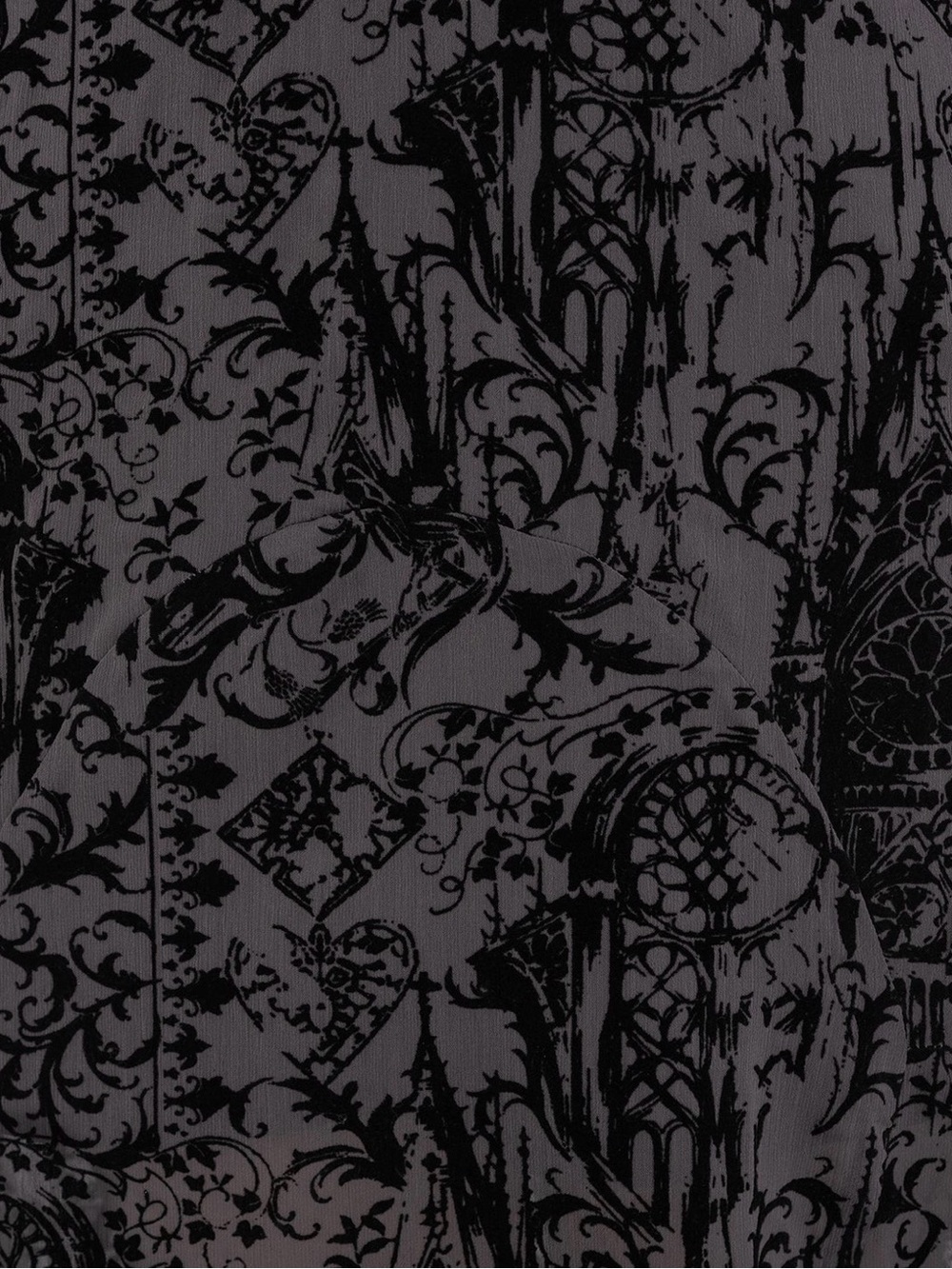 Thorned Flocked Chiffon Castle Print Frill Neck Maxi Dress - Picture 2 of 11